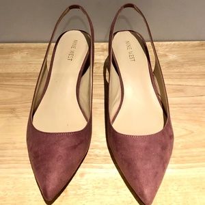 Vegan Suede Lilac Sling Backs